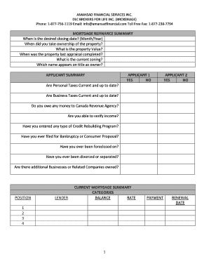 Mortgage Refinance Application Form