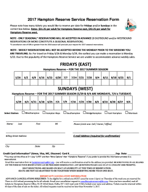 2017 Hampton Reserve Service Reservation Form