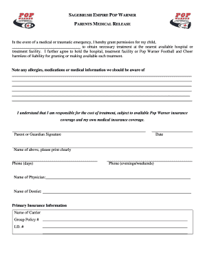 Fillable Online mcca packet - sparks pop warner Fax Email Print - pdfFiller