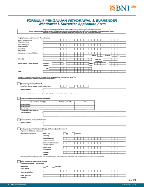 Withdrawal & Surrender Application Form