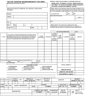 Virginia State Employee Travel Expense Reimbursement Voucher