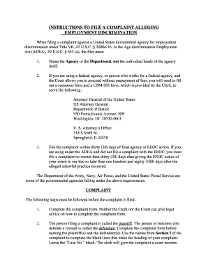 US Federal Employment Discrimination Complaint Form