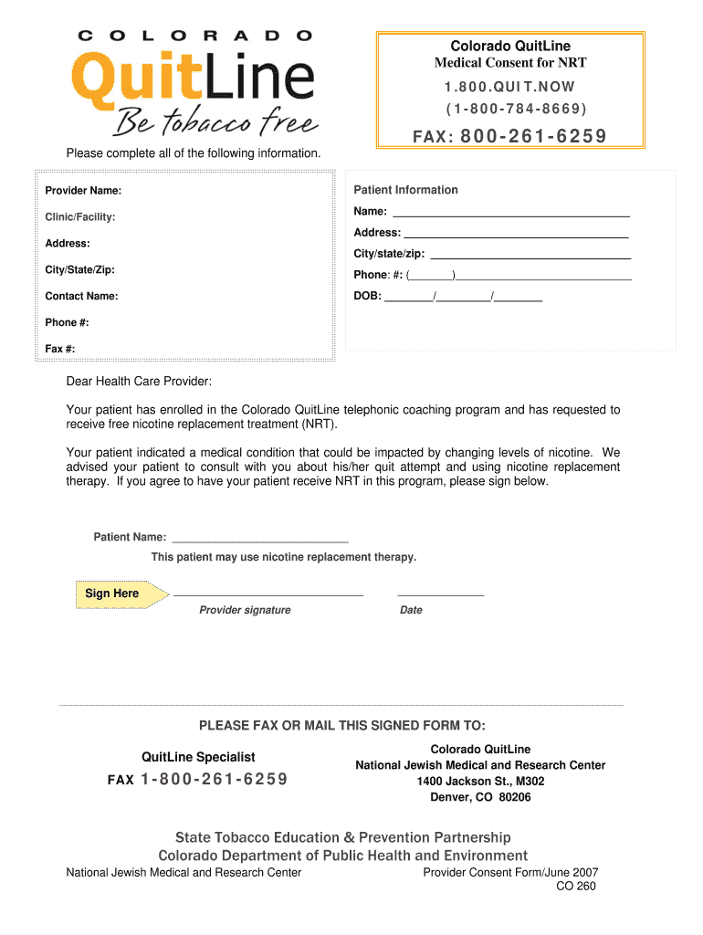 Fillable Online Colorado QuitLine Fax Email Print pdfFiller