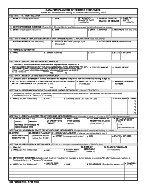 Retired Personnel Payment Data Form
