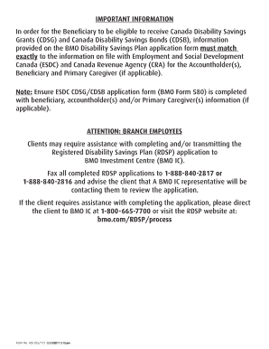 BMO Disability Savings Plan Application