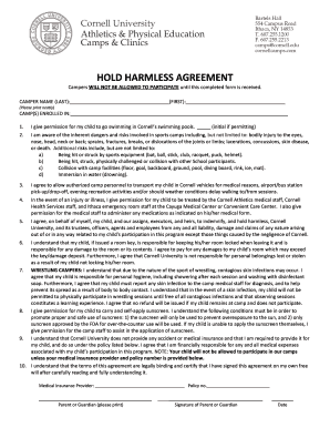 Camper Hold Harmless Agreement