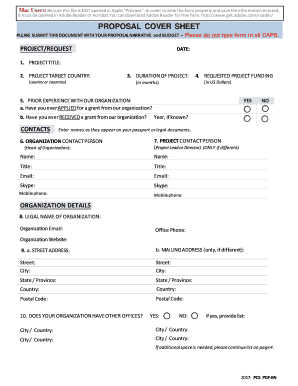 Proposal Cover Sheet