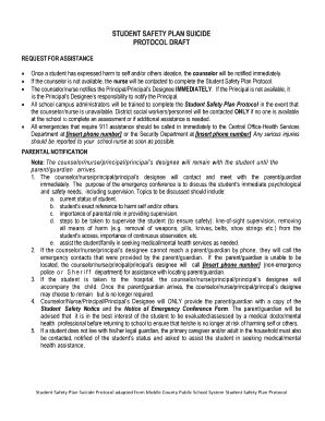 Student Safety Plan Suicide Protocol