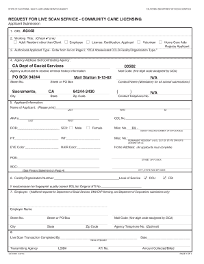 California Live Scan Service Request Form