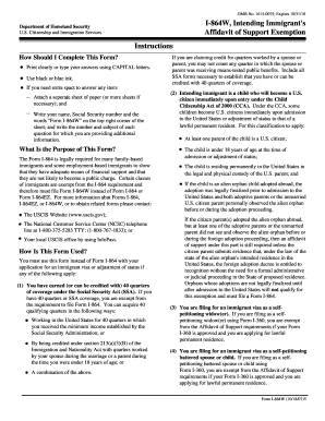 USCIS Form I-864W Affidavit of Support Exemption