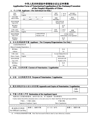 China Notarization/Legalization Application Form