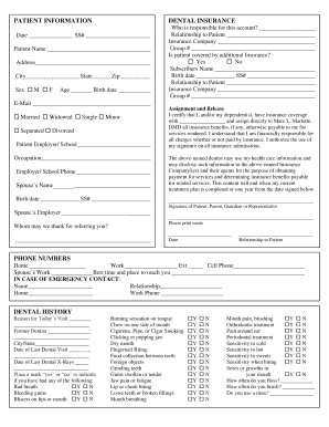 Dental Insurance Patient Information Form