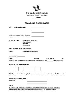 Standing Order Form