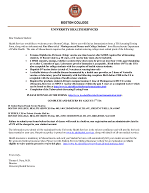 Boston College Graduate Immunization Form