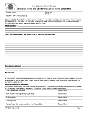Iowa Child Care Safety Plan
