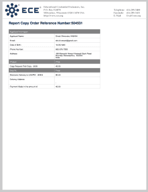 ECE Report Copy Order Form