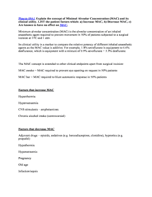 Pharm-09A1 Explain the concept of Minimal Alveolar Concentration (MAC) and its