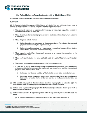 Tsom refund policy