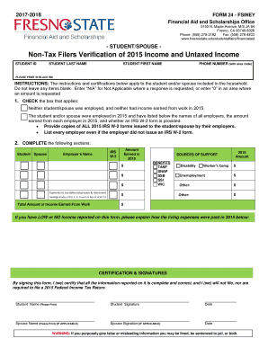 2015 Non-Tax Filers Verification of Income Form