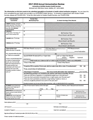 Annual Immunization Review Form