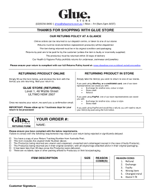 Glue Store Returns Form