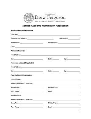 Service Academy Nomination Application