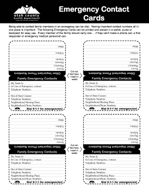 Emergency Contact Card Template