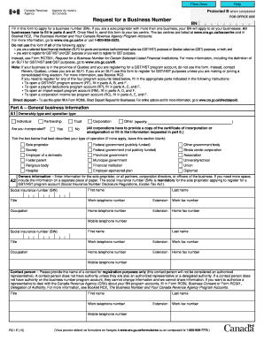 Request for a Business Number
