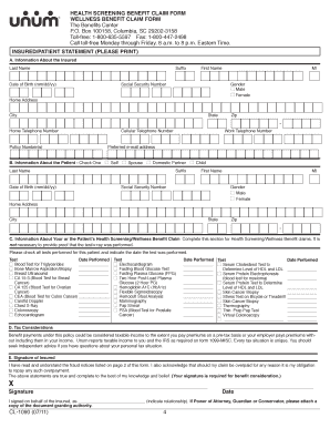 Health Screening Wellness Benefit Claim Form