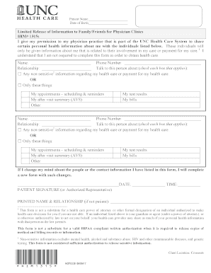 Limited Release of Information for Physician Clinics