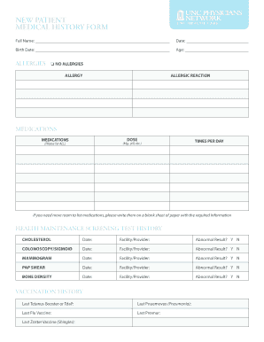 New Patient Medical History Form