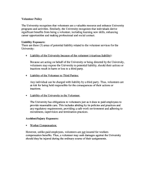 University Volunteer Policy and Registration Form