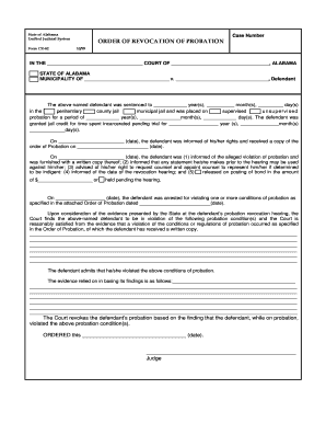 Alabama Probation Revocation Order