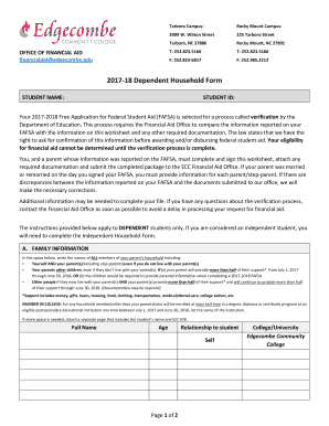 2017-18 Dependent Household Form