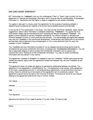 Non-Disclosure Agreement for Wattpad Usability Study