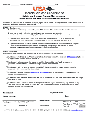Satisfactory Academic Progress Plan Agreement