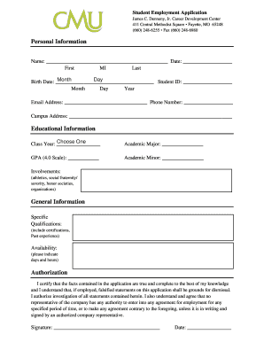 Student Employment Application
