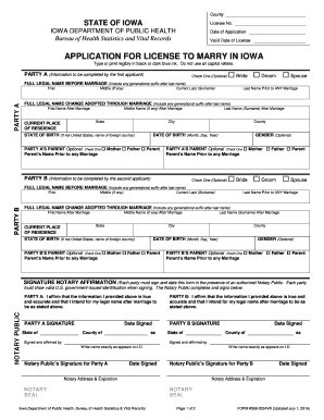 Iowa Marriage License Application