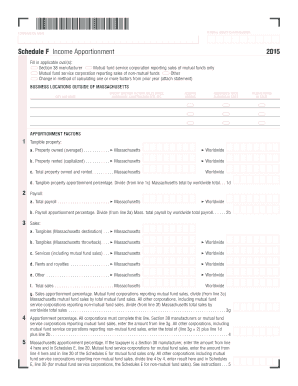 Schedule F Income Apportionment Form