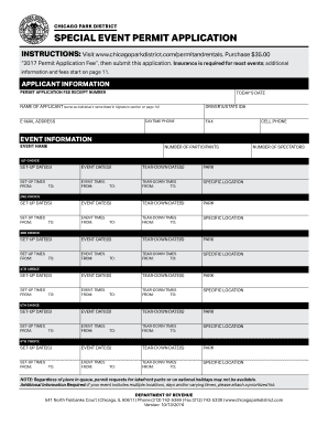 Chicago Park District Special Event Permit Application