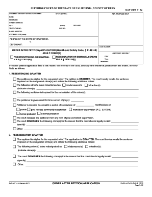 California Resentencing Order Form
