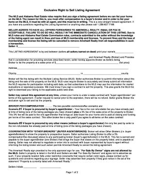 Exclusive Right to Sell Listing Agreement
