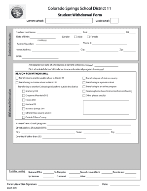 Colorado Student Withdrawal Form