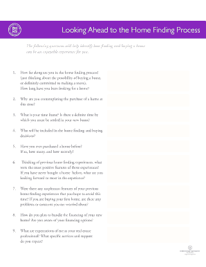 Home Finding Process Questionnaire