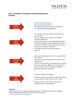 Valencia College Foundation Scholarship Application