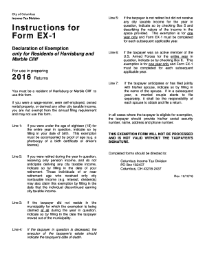 Columbus Income Tax Exemption Form