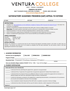 Satisfactory Academic Progress Appeal Form