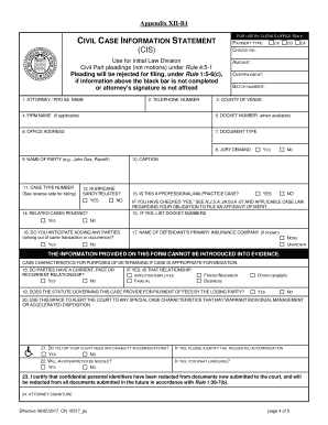 New Jersey Civil Case Information Statement