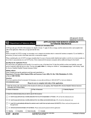 Application for Service-Disabled Veterans Insurance