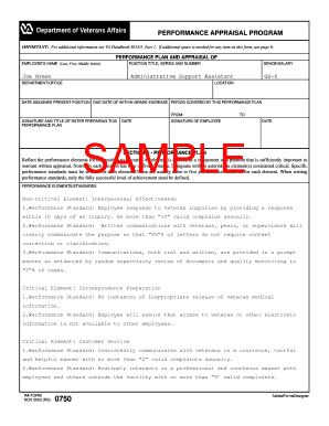 VA Form 750 Performance Appraisal